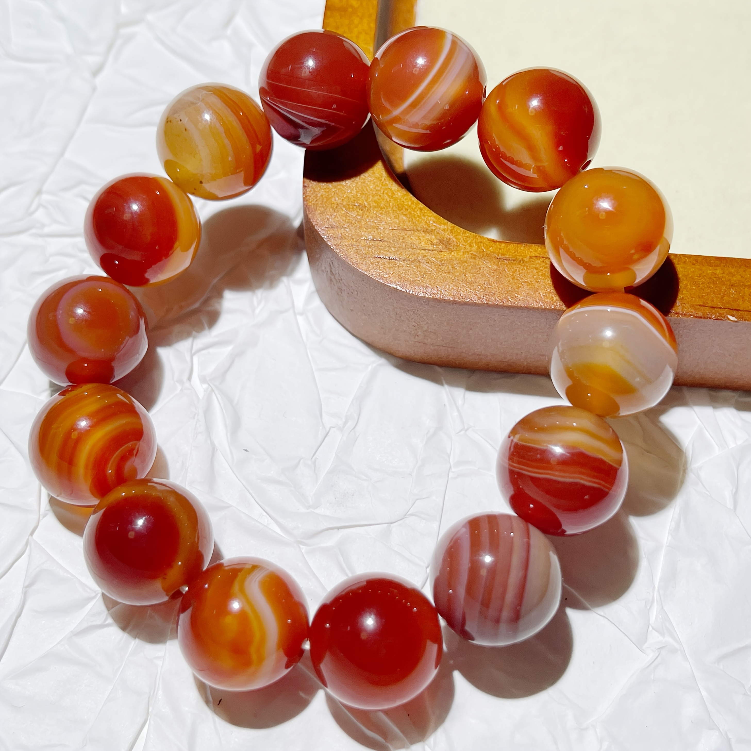 Boho Agate Beaded Bracelet Red Cord Natural Stone All Season Accessory